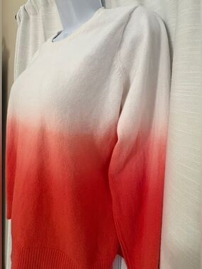 Apt. 9 White Crewneck Sweater in  Coral Ombré